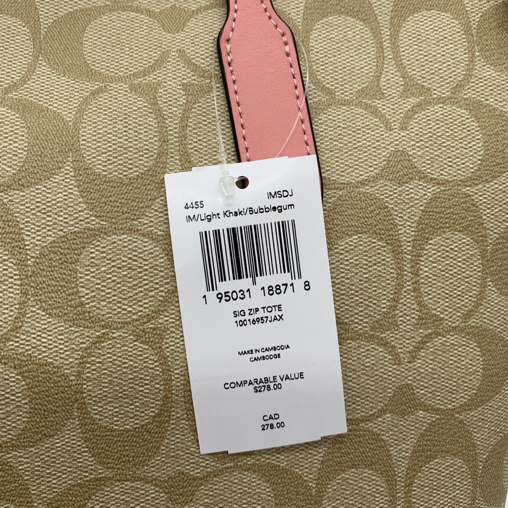 Coach Zip Top Tote In Signature Canvas - Picture 5 of 9